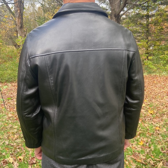 Calvin Klein Black Leather Jacket Fleece & Quilted Lining Men's Size M - Picture 4 of 15